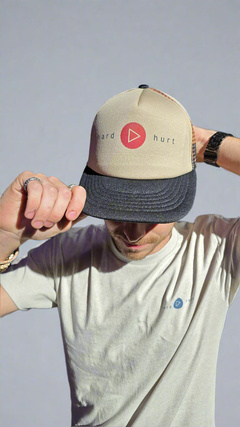 Play Hard Play Hurt "Play Button Logo" Trucker Hat